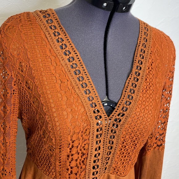 SHEIN Brown Suedette Long Sleeve Dress - Picture 7 of 14